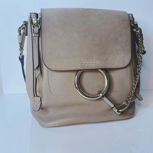 Chloé Medium Faye backpack in motty grey calfskin with removable straps